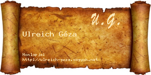 Ulreich Géza névjegykártya